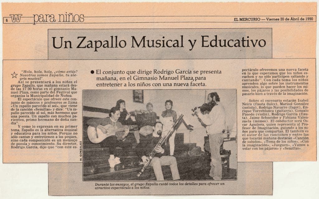 Nota de prensa Grupo Zapallo en Teatro Manuel Plaza