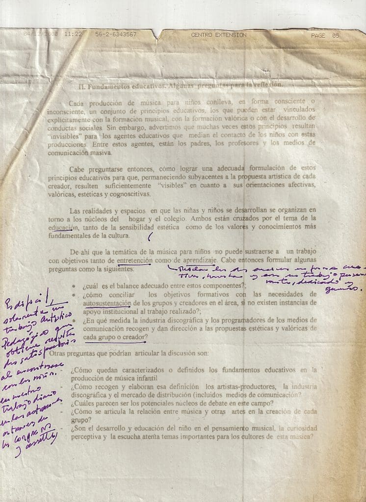 Documento Mesa Redonda. 2do Encuentro de la canción infantil. Pag. 5